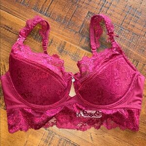H&M Lace Bra - Deep Red/Maroon/Wine